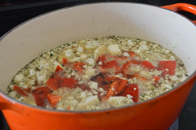 Creamy Roasted Red Pepper Soup with Lemon Cashew Cream