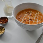 Creamy Roasted Red Pepper Soup with Lemon Cashew Cream