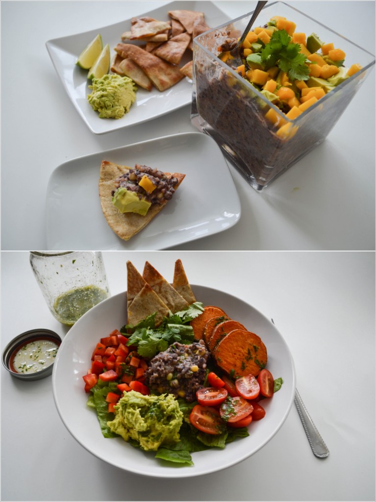 Oil Free Black Bean Dip and The Big Salad