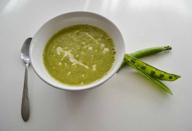 Sweet Pea Soup with Minty Cashew Cream