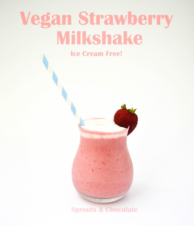 Sprouts and Chocolate: Vegan Strawberry Milkshake: Ice Cream Free. Can a vegan, ice cream free milkshake still be thick, creamy and delicious? Of course! With a little help from creamy coconut milk and frozen almond milk cubes.
