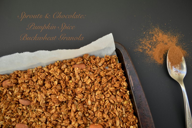 Everyone's favourite spice! Pumpkin Spice Buckwheat Granola is full of autumn flavours. Quick and easy to make!---Sprouts & Chocolate