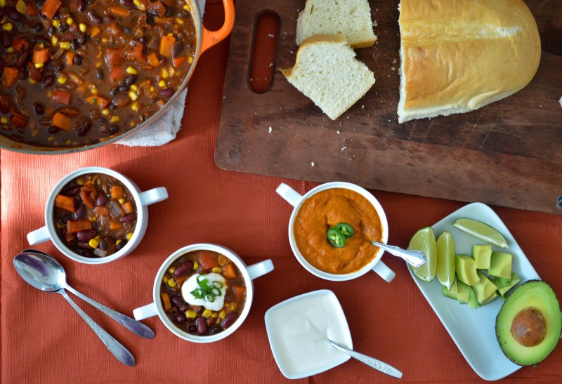 Sprouts & Chocolate: Beer & Chocolate Chili with Smoky Sofrito Sauce. This dish can be served two ways: mild but flavourful with Cashew Cream or with a Smoky Sofrito sauce for the heat lovers. Vegan and can be made gluten free!