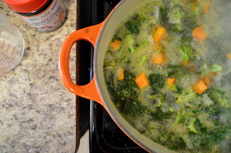 Sprouts & Chocolate: Pureed Broccoli and Cheesy Soup. This soup can be served on its own or topped with garlicky croutons or with Ultimate Vegan Nacho Cheese. This recipe makes a huge portion so you can freeze half and have the other half ready to go for your work week. Vegan and Gluten-Free. 