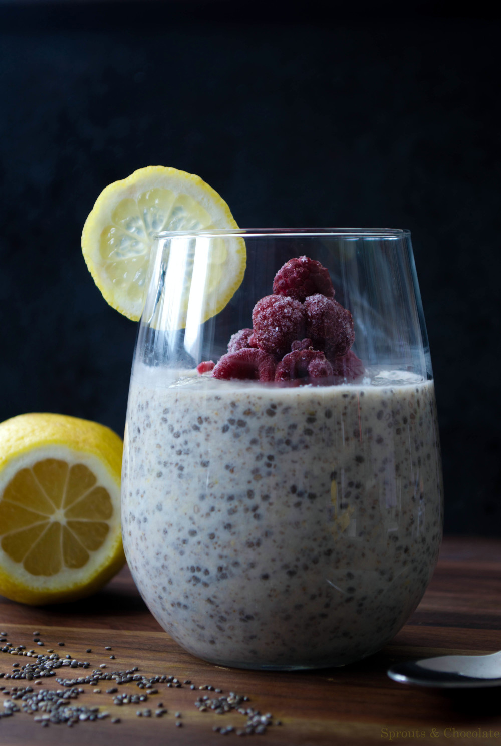 Raspberry-Lemon Chia Seed Pudding. Soy free, gluten-free and vegan