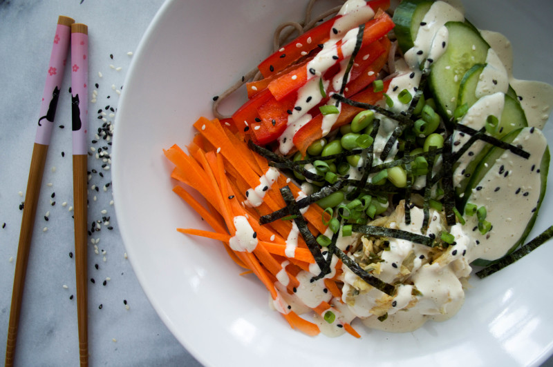 Sprouts & Chocolate: Cold Soba Bowl w/ Lemon Miso Sauce #vegan #glutenfree