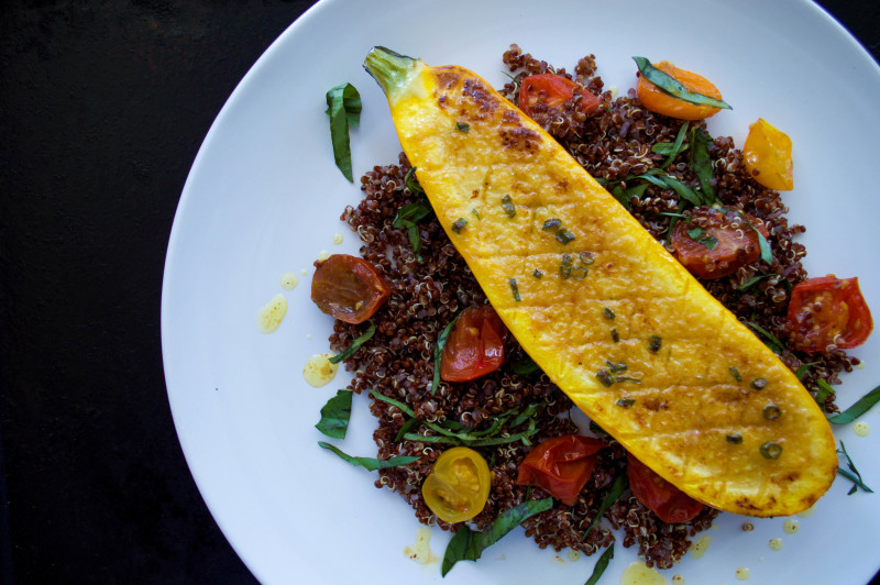 Sprouts & Chocolate: Roasted Zucchini + Tomatoes w/ Miso Butter. #Vegan #glutenfree