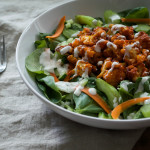 Day 21 Vegan MoFo: Buffalo Cauliflower Salad w/ Creamy Garlic Dressing