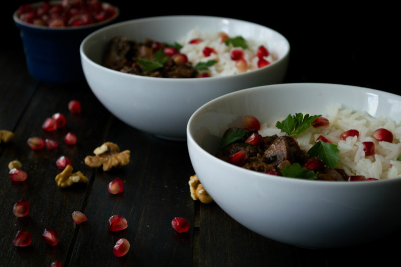 easy vegan Pomegranate Mushroom Fesenjaan