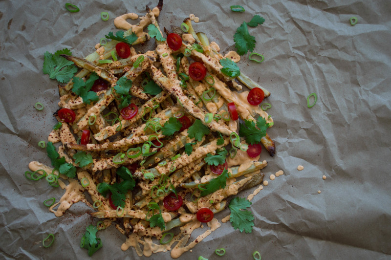 vegan mofo loaded cheesy oven fries recipe