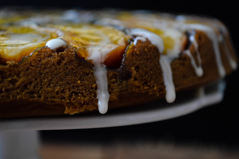 upside down peach and ginger cake gluten free vegan