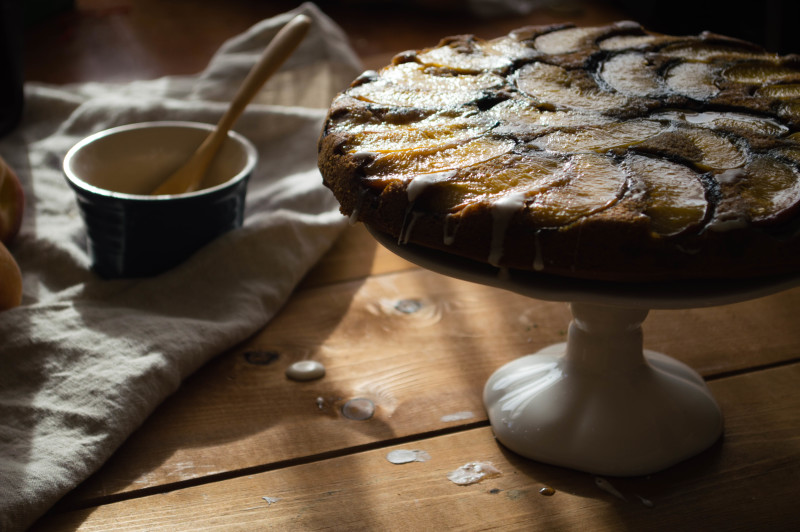 upside down peach and ginger cake gluten free vegan