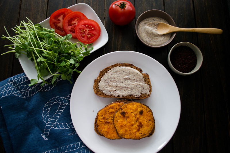 sweet potato vegan sandwich sumac